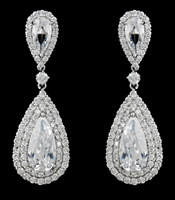 Large Tear Drop CZ Earrings