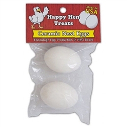 HAPPY HEN CERAMIC NEST EGGS 2PK WHITE