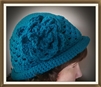 Flapper Flower Hat with Attached Flower - Teal