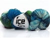 7103 Hand Dyed Sock Yarn  -  Turquoise Shades Green Shades Fuchsia Cream