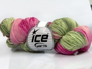 7104 Hand Dyed Sock Yarn  -  Pink Shades Green Shades