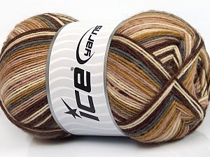 7202 Design Sock Yarn  -  Grey Cream Brown Shades