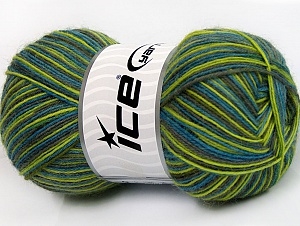 7302 Magic Sock Yarn  -   Turquoise Light Green Grey