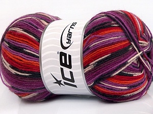 7505 Super Sock Yarn  - White Red Purple Orange Lilac Black