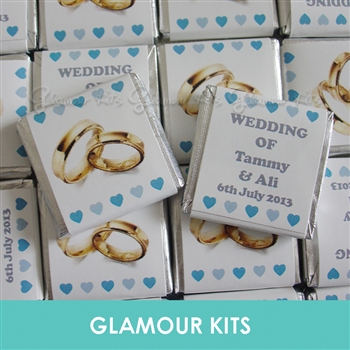 100 PERSONALISED MINT CHOCOLATE FAVOURS GOLD RINGS