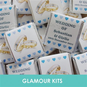 50 PERSONALISED MINT CHOCOLATE FAVOURS SILVER GOLD RINGS