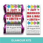 100 PERSONALISED MINI LOVE HEART SWEETS-MR & MRS STAR