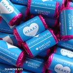 100 ROLLS PERSONALISED PROMOTIONAL MINI LOVE HEART SWEETS