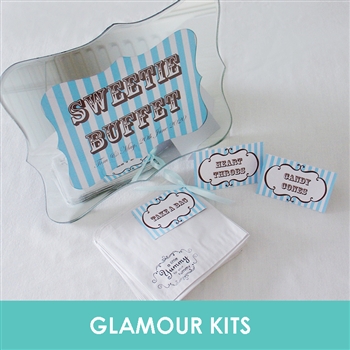 PERSONALISED RETRO STRIPED SWEETIE BUFFET-SIGN CARDS BAGS