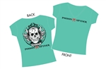 "Skully" Mint Green V-Neck T-Shirt - Women - Small