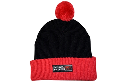 Poison Spyder Logo Pom Beanie - Black & Red