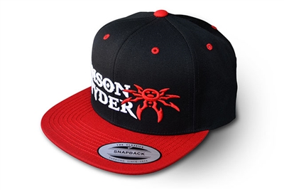Poison Spyder Logo Flatbill Snap-Back Hat - Black & Red