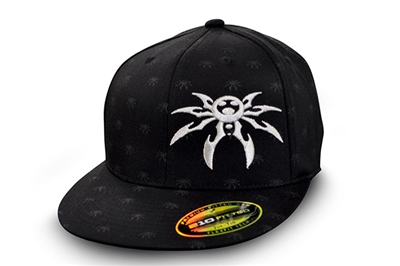 Spyder Logo FlexFit Flatbill Hat - All-Over Spyder Print - Black - Small/Medium