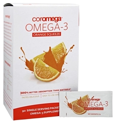 coromega omega-3 orange squeeze 90 pkts
