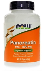 Now Natural Foods - Pancreatin 10X 200 mg - 250 caps