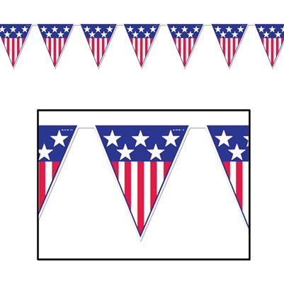 American Patriotic Pennant Banner (Plastic)