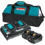 MAKBL1850B2DC2X (2) BATTERY 18V 5.0AH, DUAL CHARGER & BAG