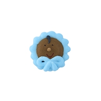ROYAL ICING AFRICAN AMERICAN BABY IN BONNET - BLUE