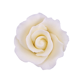 Small Gum Paste Formal Rose On A Wire - Ivory