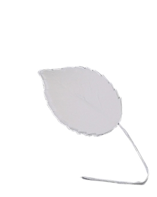 Gum Paste Large Rose Leaf On A Wire - White