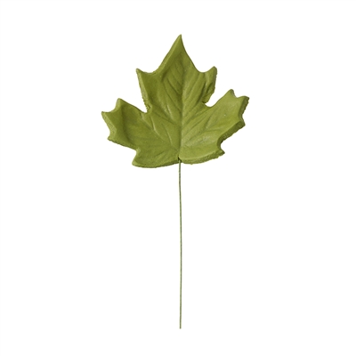 Large Gum Paste Maple Leaf On A Wire - Moss Green