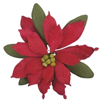 Large Gum Paste Deluxe Poinsettia - Red