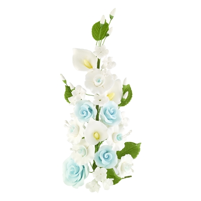 Gum Paste Rose And Calla Lily Spray - Blue