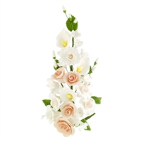 Gum Paste Rose And Calla Lily Spray - Peach