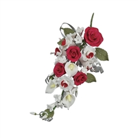 Gum Paste Rose And Calla Lily Spray - Red
