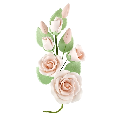 Gum Paste Rose And Rosebud Corsage - Peach