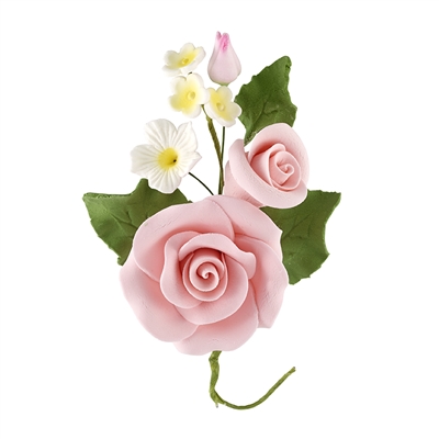 Large Rose And Rosebud Corsage - Pink