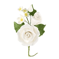 Large Rose And Rosebud Corsage - White