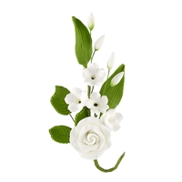 Gum Paste Rose And Stephanotis Spray - White