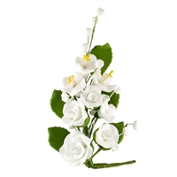 Small Gum Paste Rose Spray - White