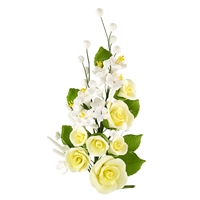 Medium Gum Paste Rose Spray - Yellow