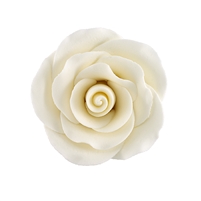 Large Gum Paste Rose On A Wire - Ivory