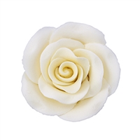 Large Gum Paste Rose On A Wire - White