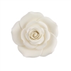 Small Gum Paste Garden Rose On A Wire - White