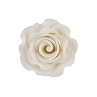 Med-Lg Gum Paste Garden Rose On A Wire - White