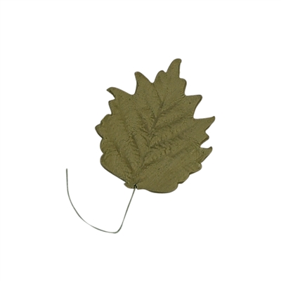 Large Gum Paste Sunflower Leaf On A Wire - Moss Green