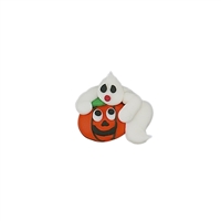 Royal Icing Ghost Over Jack-O-Lantern