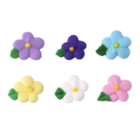 Small Royal Icing Drop Flower With Leaf - Assorted Colors