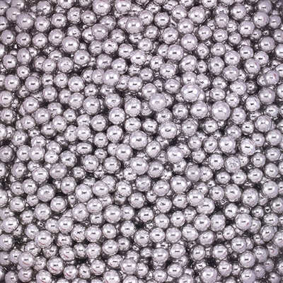 Non-Edible Metallic Silver Coated Dragees - 3mm - 11 lbs. Bulk Pack