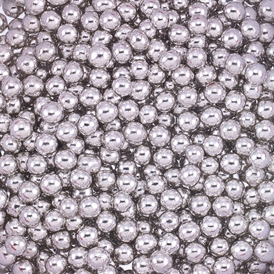 Non-Edible Metallic Silver Coated Dragees - 4mm