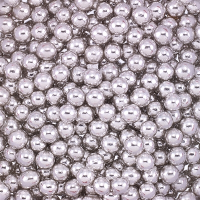 Non-Edible Metallic Silver Coated Dragees - 5mm - 11lb. Pack