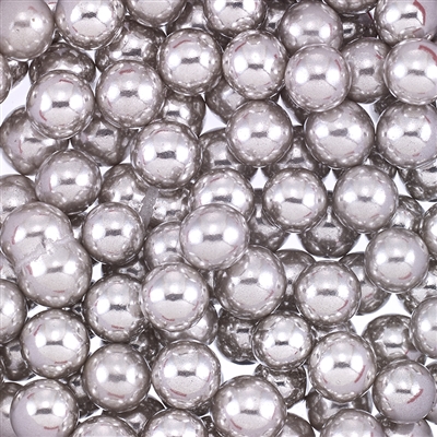 Non-Edible Metallic Silver Coated Dragees - 8mm - 11lb. Bulk Pack