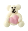 Royal Icing Teddy Bear - White Holding Pink Heart