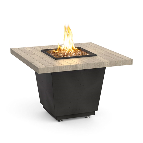 American Fyre Design Reclaimed Wood Cosmo Square Firetable, LP, Silver Pine
