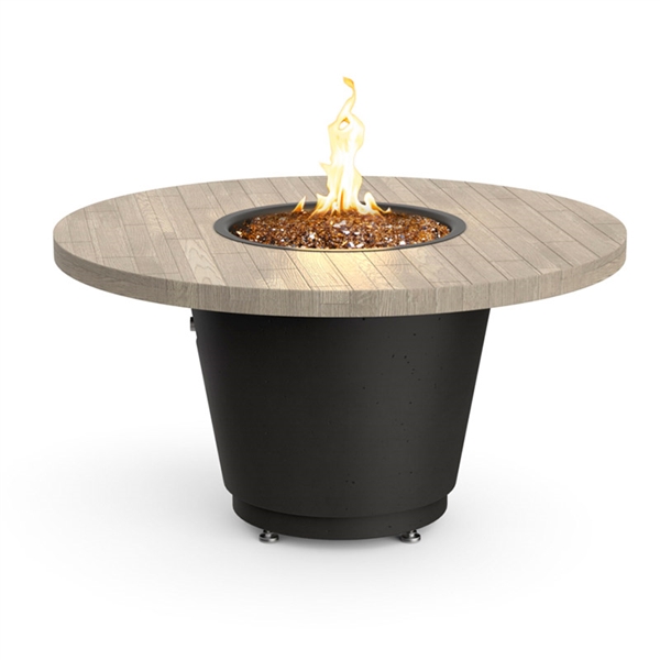 American Fyre Design Reclaimed Wood Cosmo Round Firetable, LP, Silver Pine