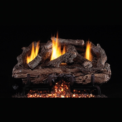 Real Fyre Charred Aged Split 30" Logs with Vent-Free G10 Burner Kit